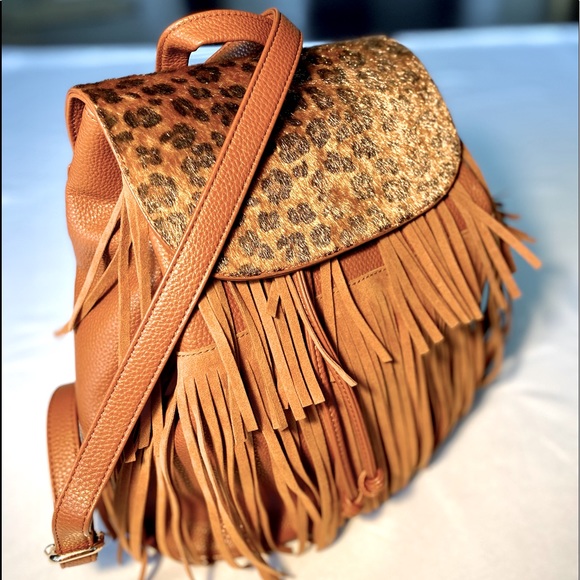 VENUS Leopard Backpack Tassels Purse Animal Print - Picture 5 of 17